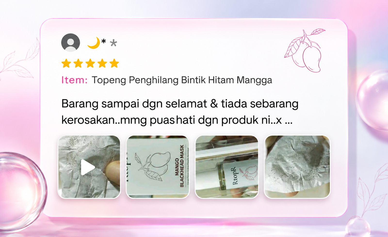 Testimoni pelanggan Blackhead Mask 1