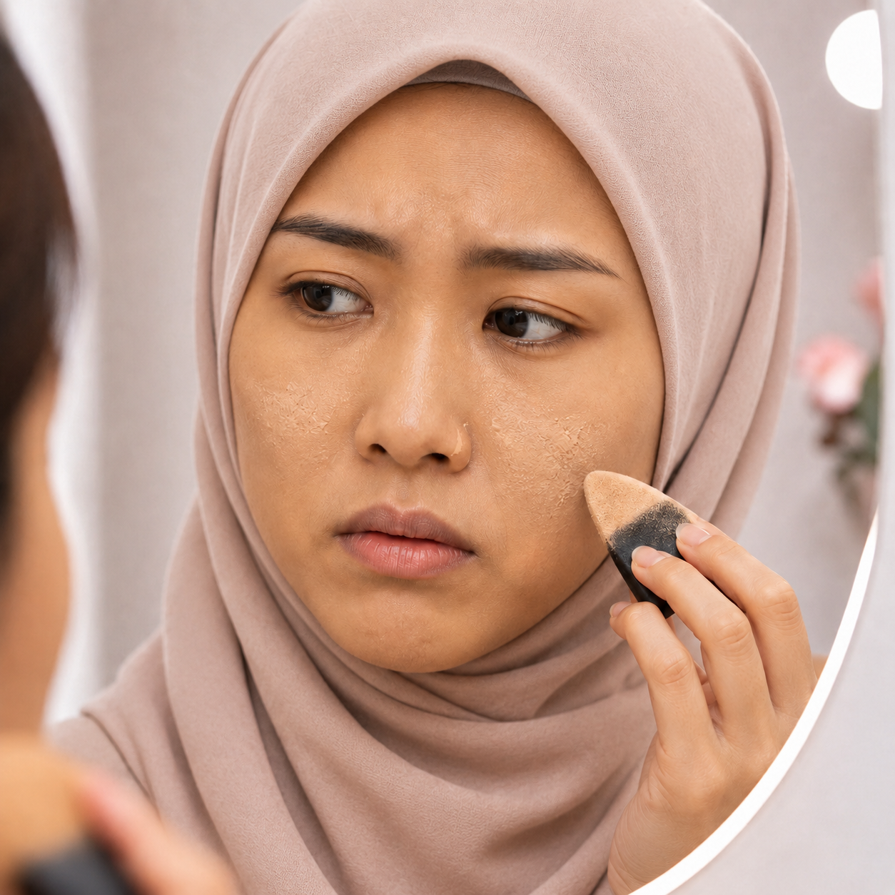 Makeup bercapuk pada bahagian hidung
