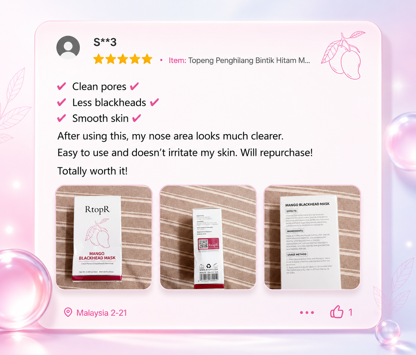 Testimoni pelanggan Blackhead Mask 2